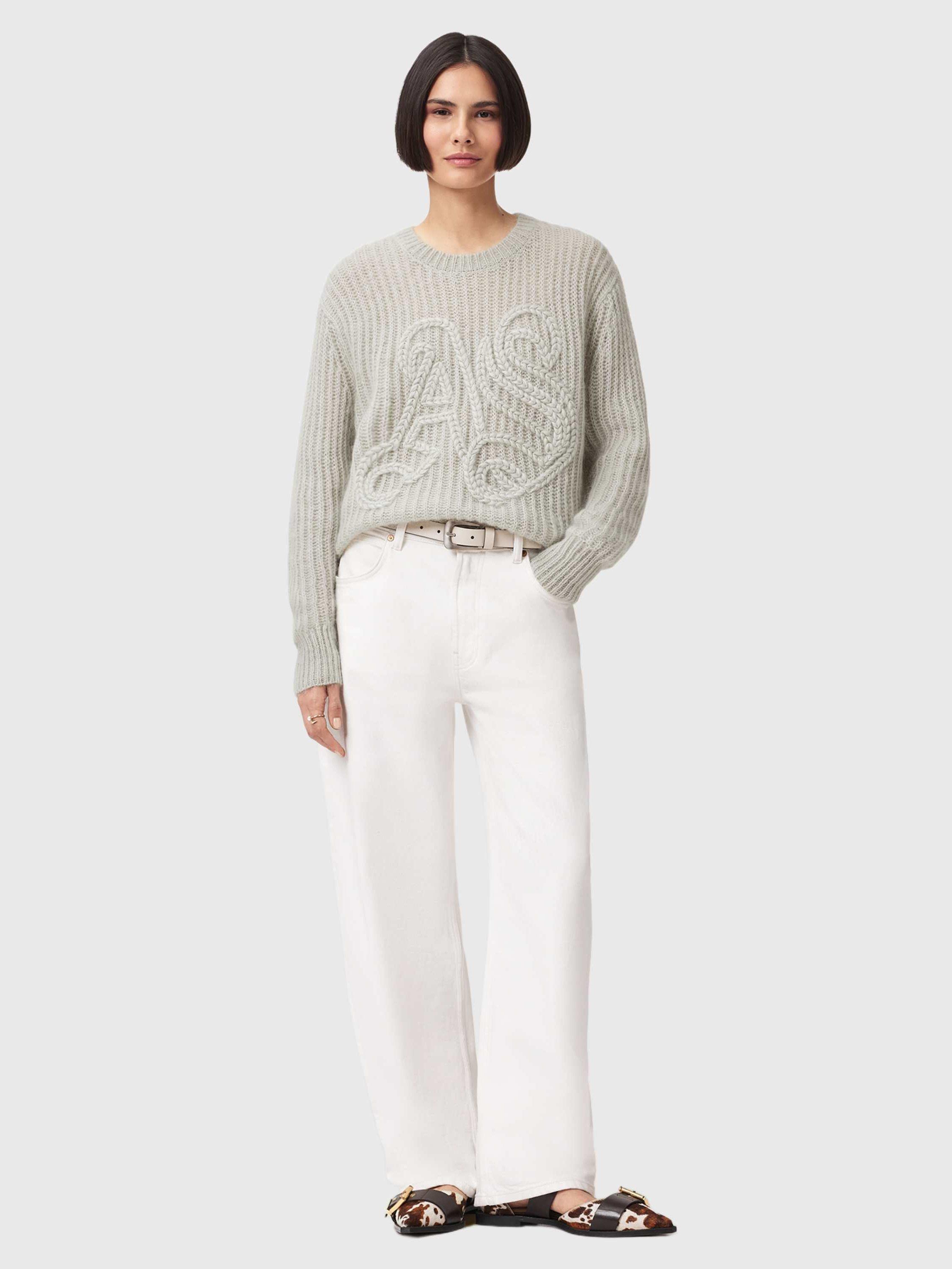 Product image 3 of 8, which shows AllSaints Chain Knit AS Jumper, Laurel Green, XS