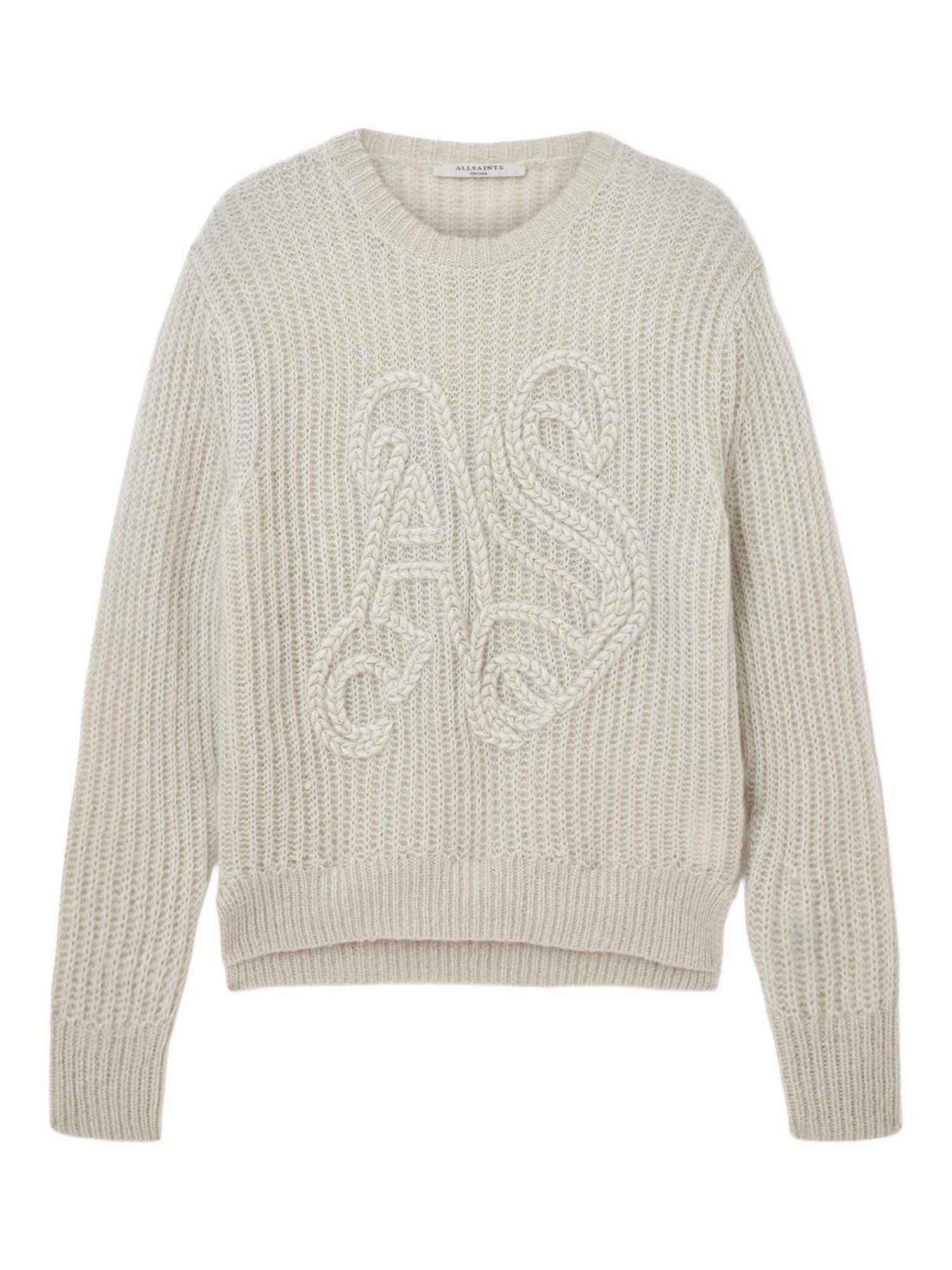 Product image 4 of 8, which shows AllSaints Chain Knit AS Jumper, Laurel Green, XS