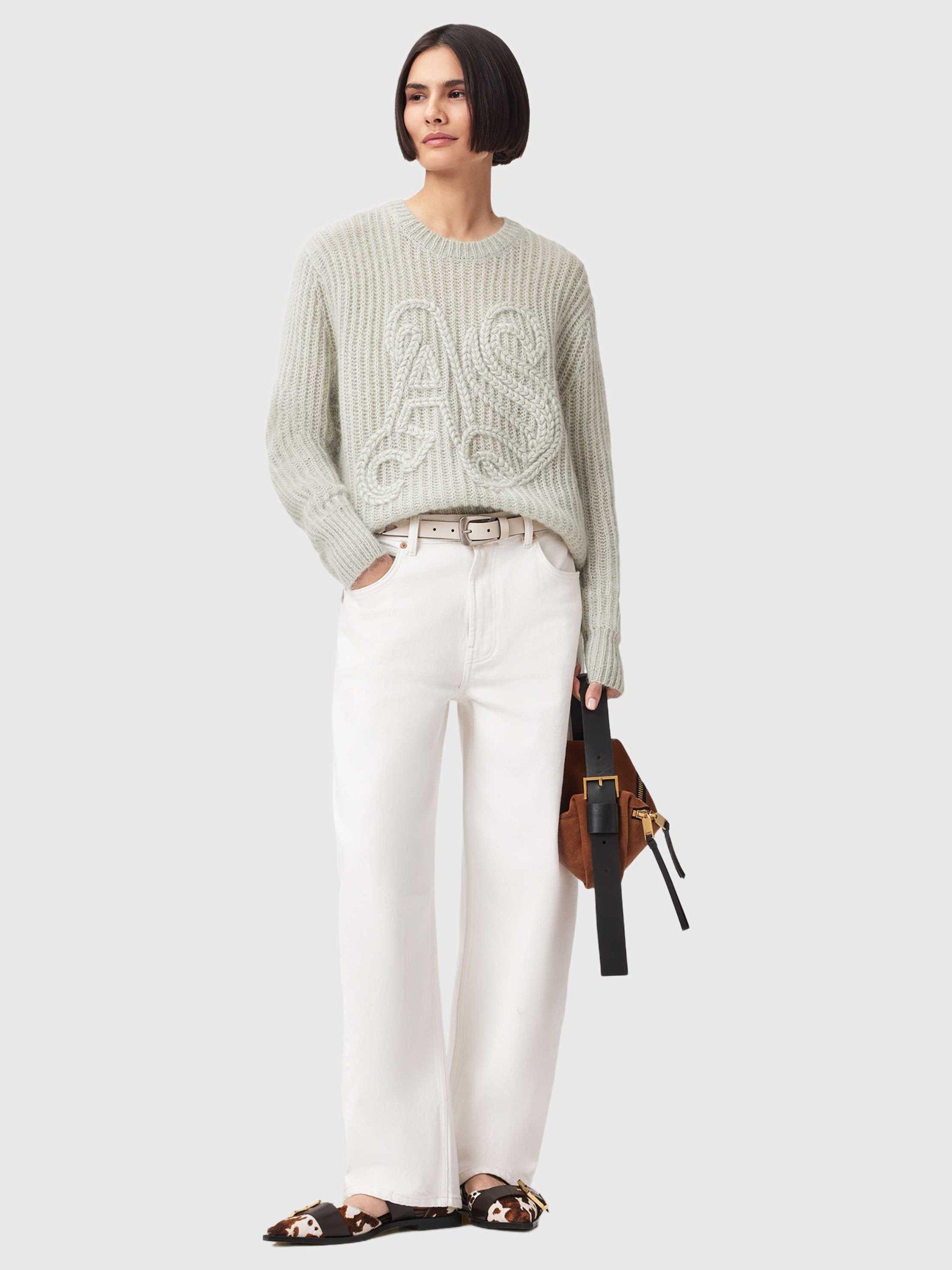 Product image 7 of 8, which shows AllSaints Chain Knit AS Jumper, Laurel Green, XS