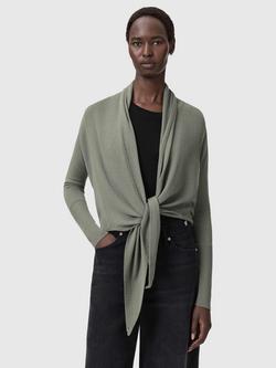AllSaints Wasson Pirate Pure Wool Cardigan, Mid Green, Mid Green