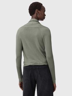AllSaints Wasson Pirate Pure Wool Cardigan, Mid Green - view 2, Mid Green