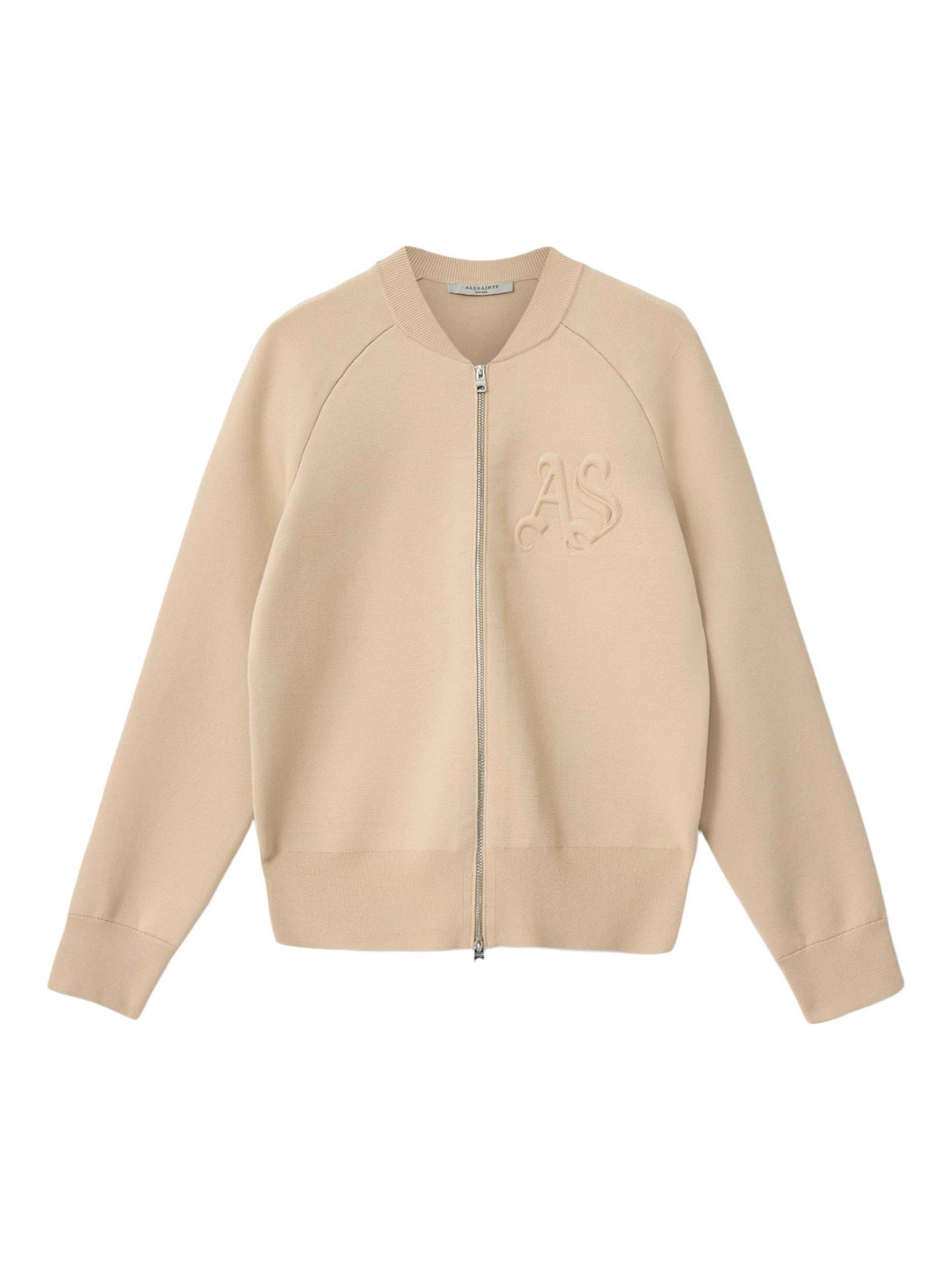 Product image 4 of 7, which shows AllSaints Sonny Collarless Cardigan, Pebble White, L