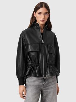 AllSaints Leather Flor Jacket, Black, Black