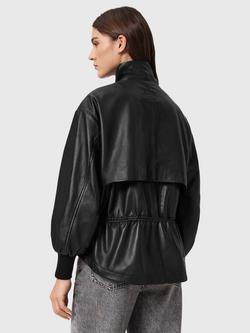 AllSaints Leather Flor Jacket, Black - view 2, Black