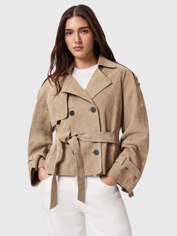 AllSaints Reed Pure Suede Jacket, Natural Taupe, Natural Taupe