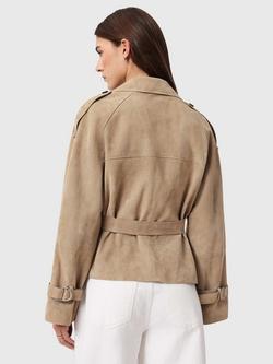 AllSaints Reed Pure Suede Jacket, Natural Taupe - view 2, Natural Taupe