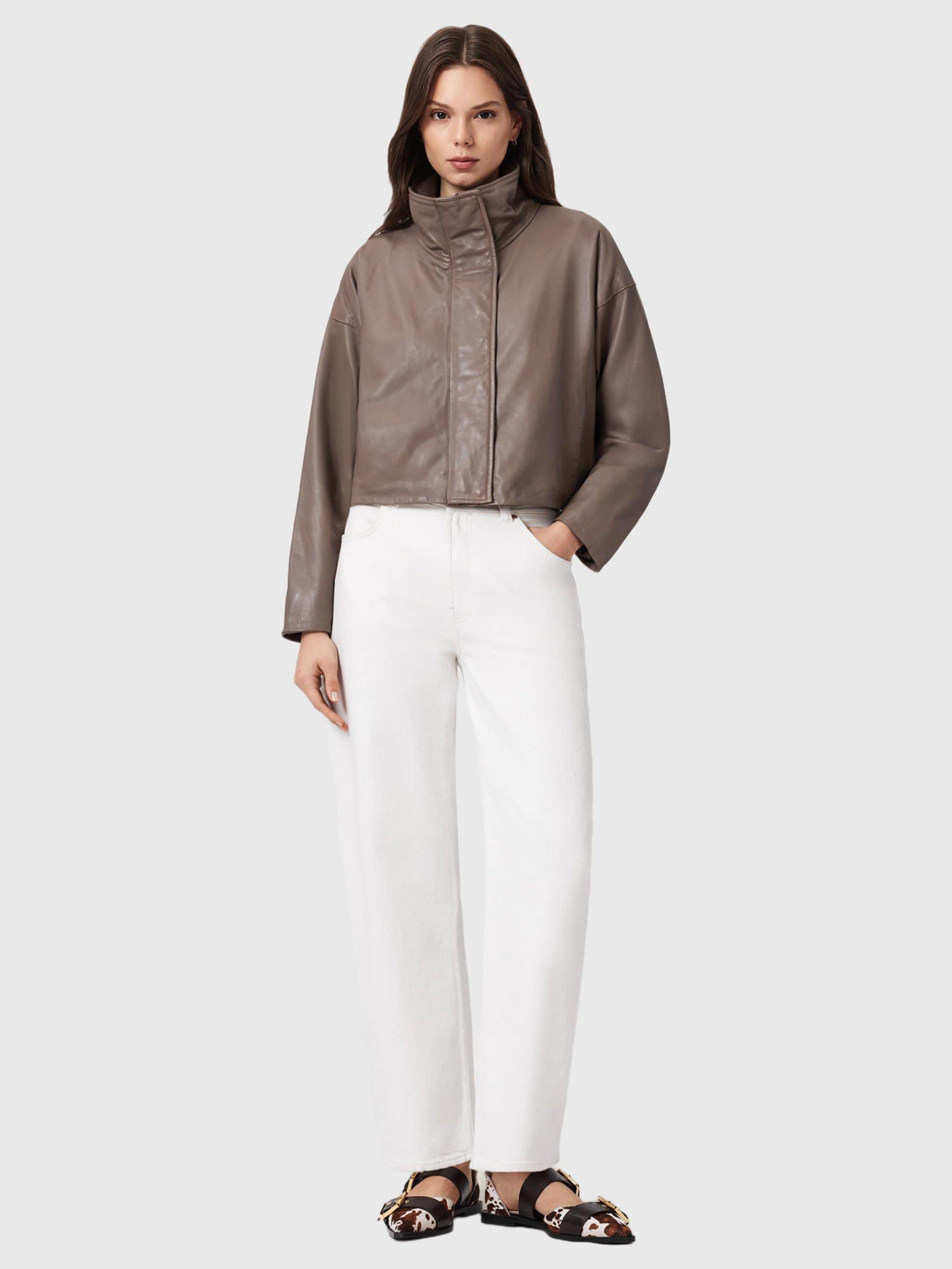 Product image 3 of 8, which shows AllSaints Ryder Pure Leather Jacket, Mocha Brown, L