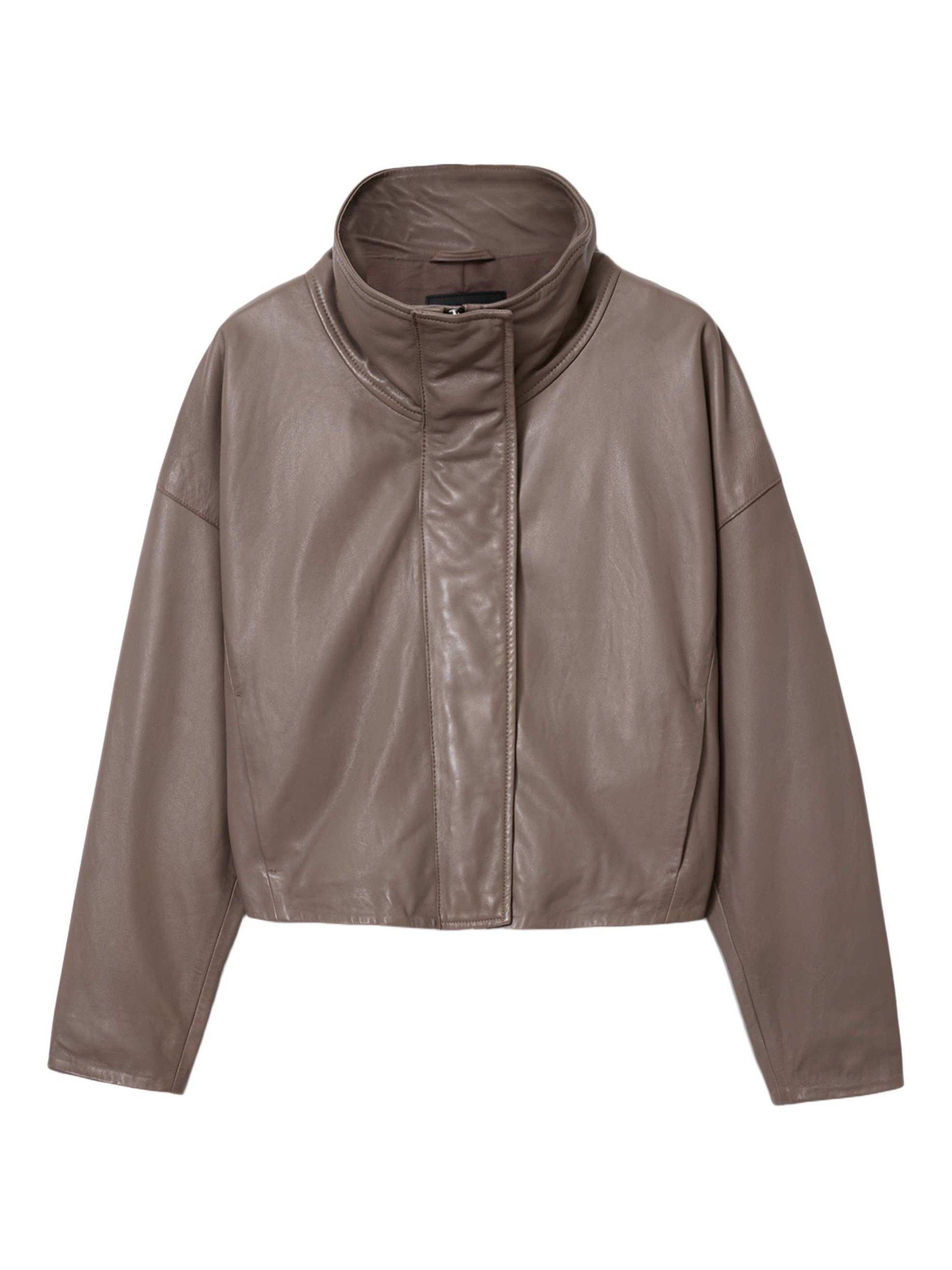 Product image 4 of 8, which shows AllSaints Ryder Pure Leather Jacket, Mocha Brown, L