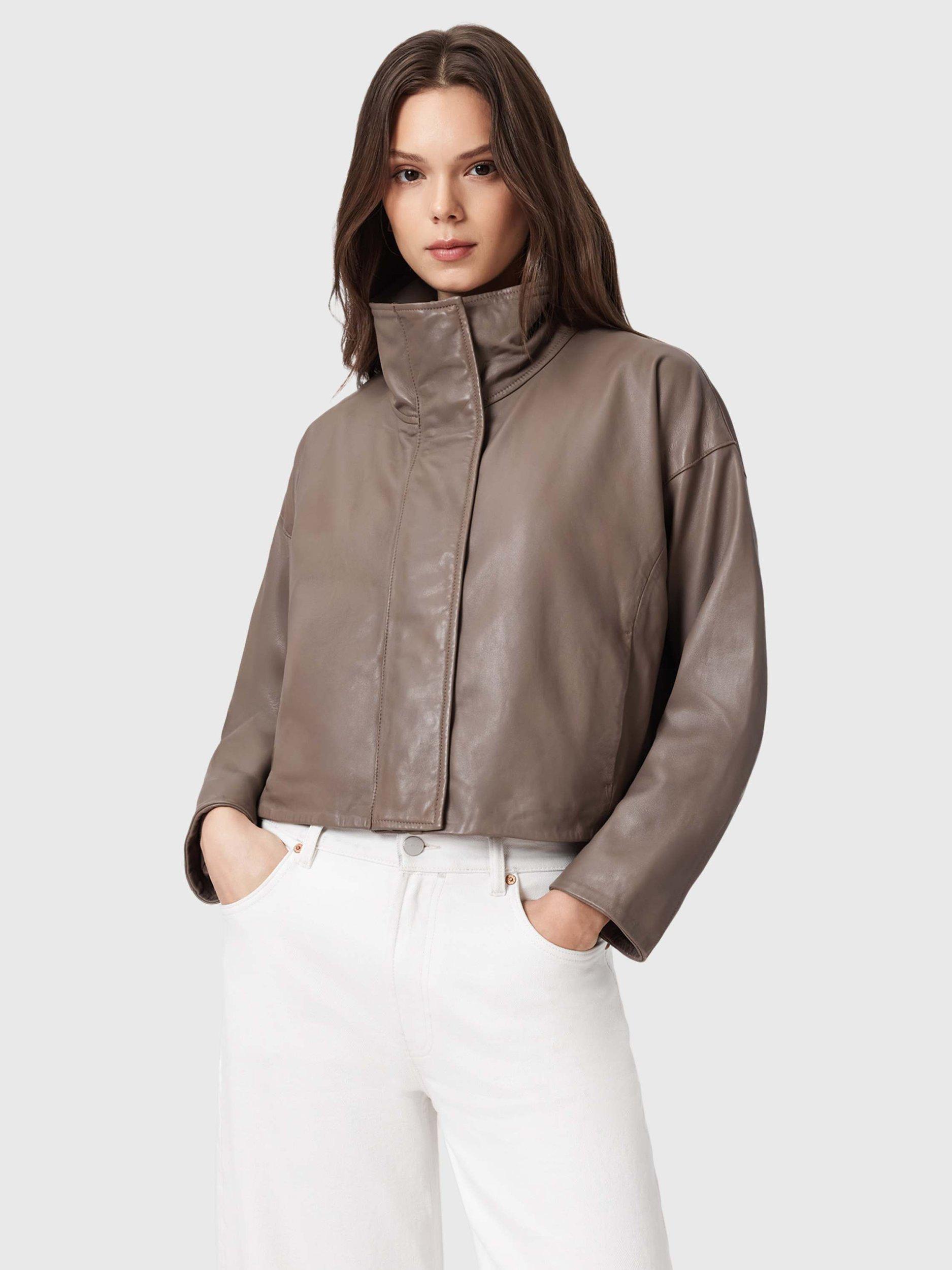 Product image 6 of 8, which shows AllSaints Ryder Pure Leather Jacket, Mocha Brown, L