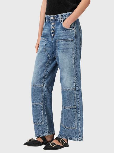 AllSaints Tay Button Fly Carpenter Jeans, Blue Indigo, Blue Indigo