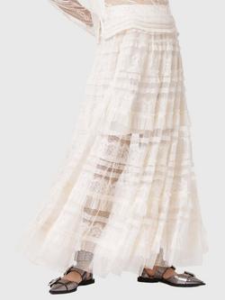 AllSaints Arlea Tulle Maxi Skirt, White Ivory, White Ivory