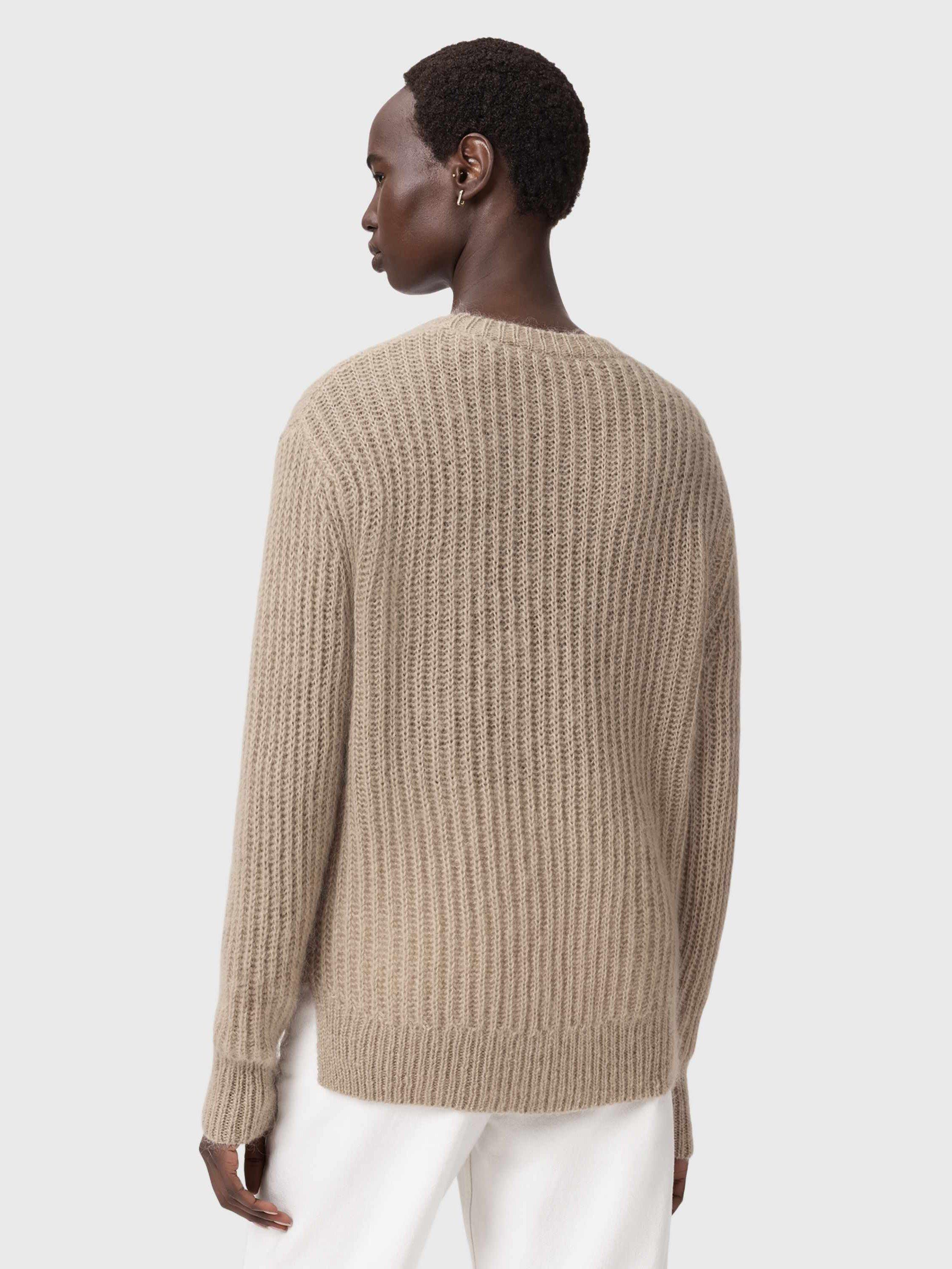 Product image 2 of 6, which shows AllSaints Chain Knit AS Jumper, Barley White, XS