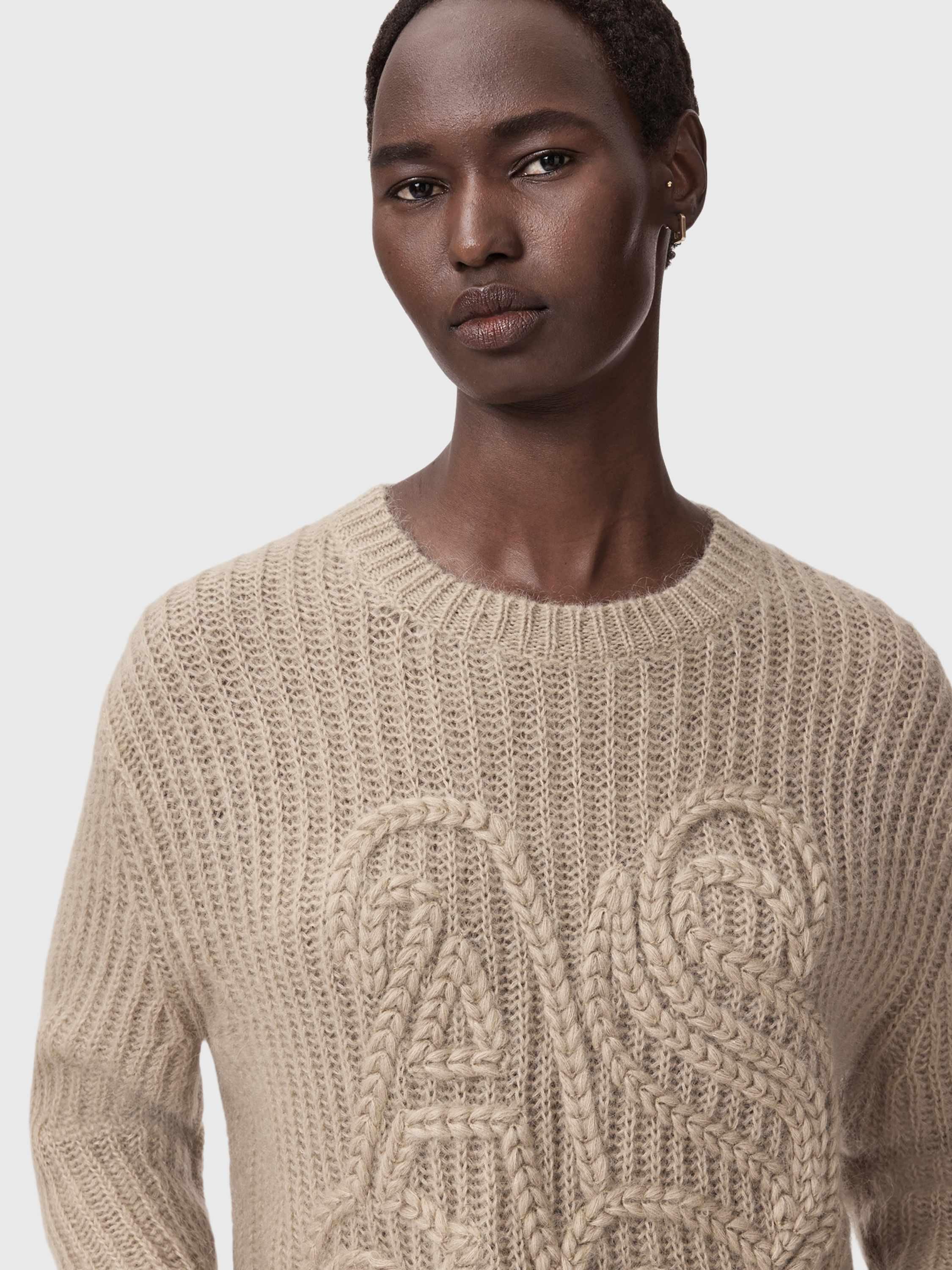 Product image 5 of 6, which shows AllSaints Chain Knit AS Jumper, Barley White, XS