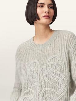 AllSaints Chain Logo Wool Rich Jumper, Pale Laurel Green - view 2, Pale Laurel Green