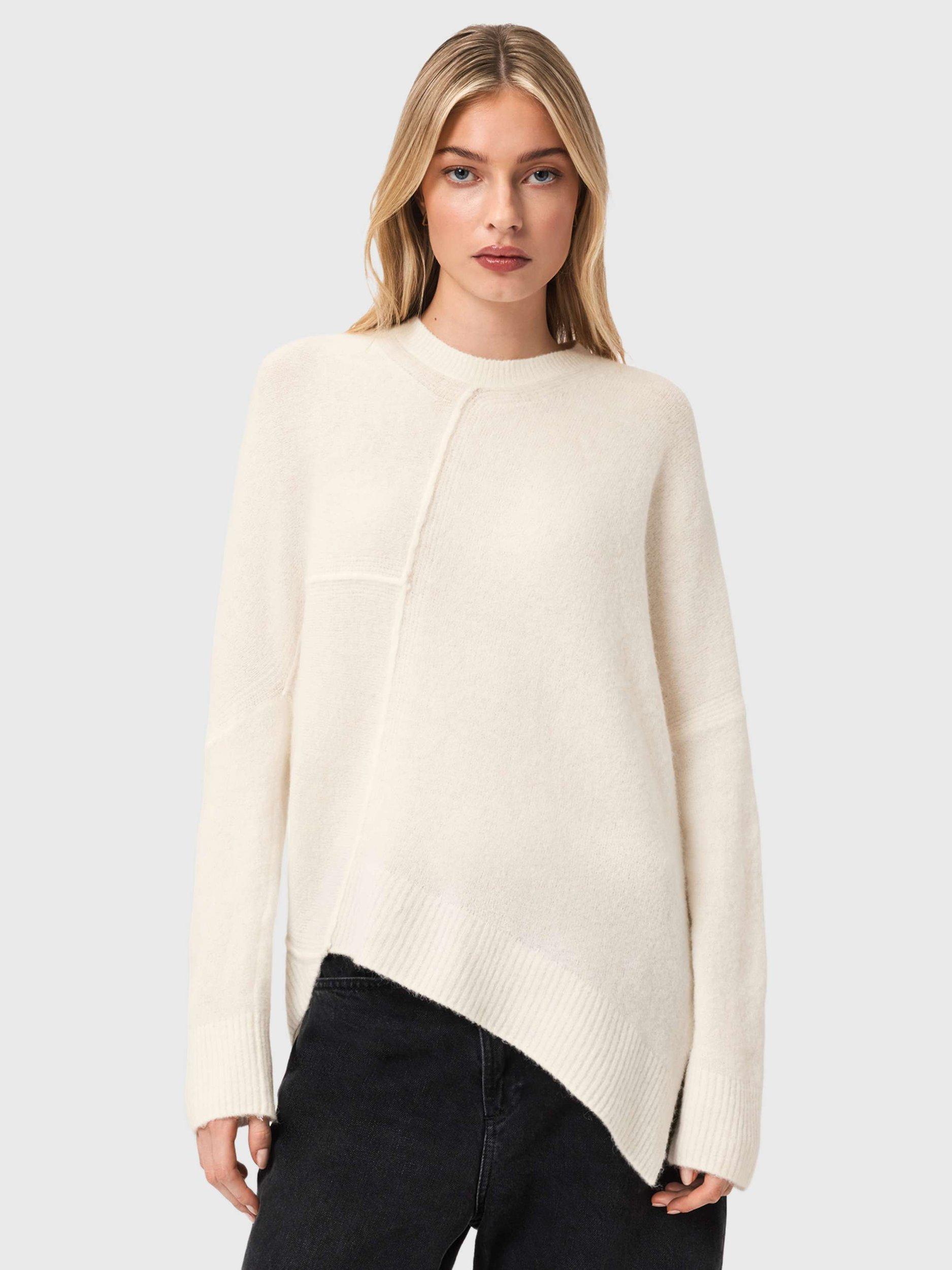 Product image 1 of 6, which shows AllSaints Wool Blend Crew Neck Jumper, Chalk White, XS