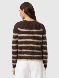 AllSaints Riga Stripe Wool Rich Jumper, Brown/Multi - view 2, Brown/Multi