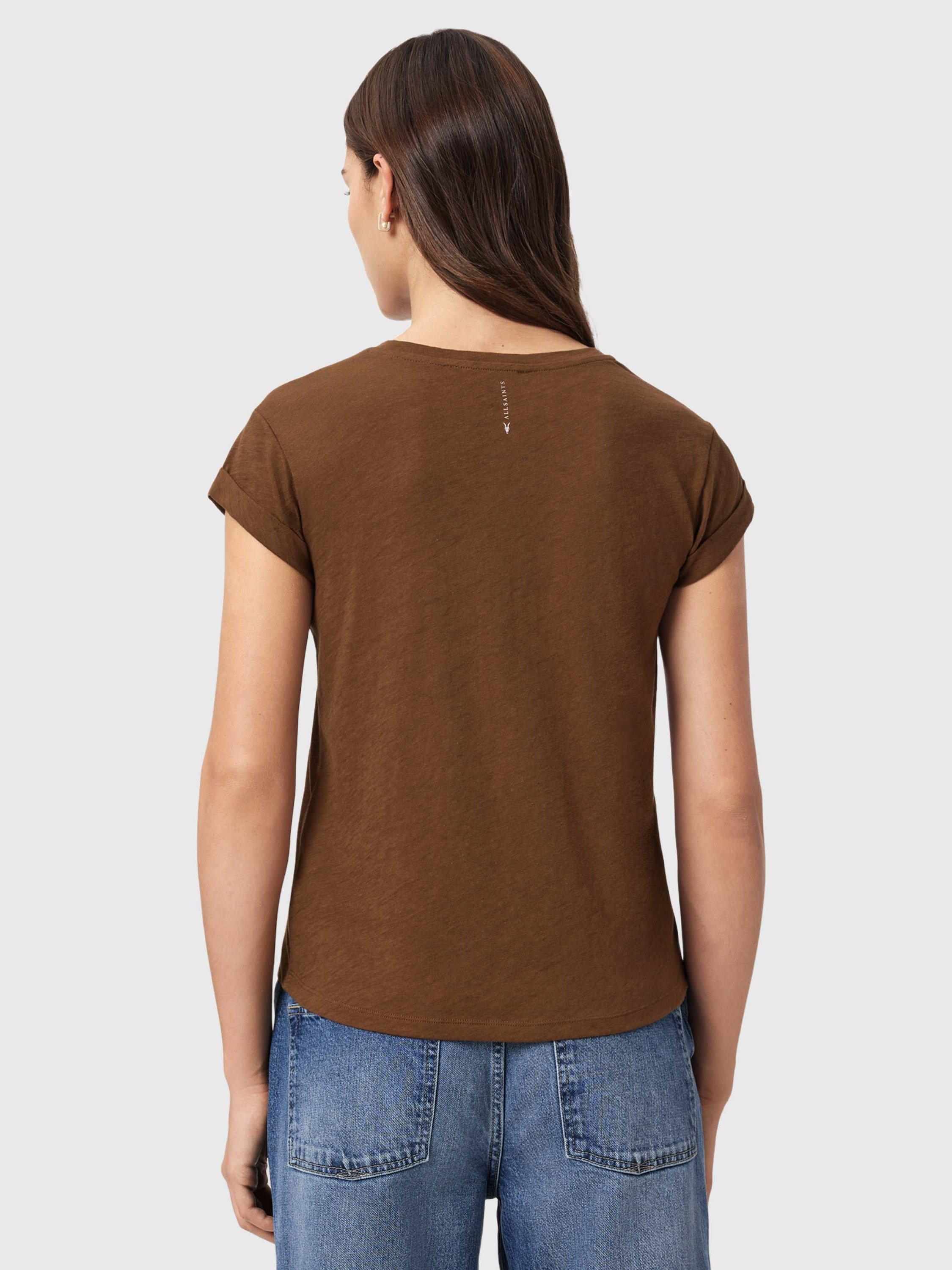 Product image 2 of 8, which shows AllSaints Anna T-Shirt, Cognac Brown, L