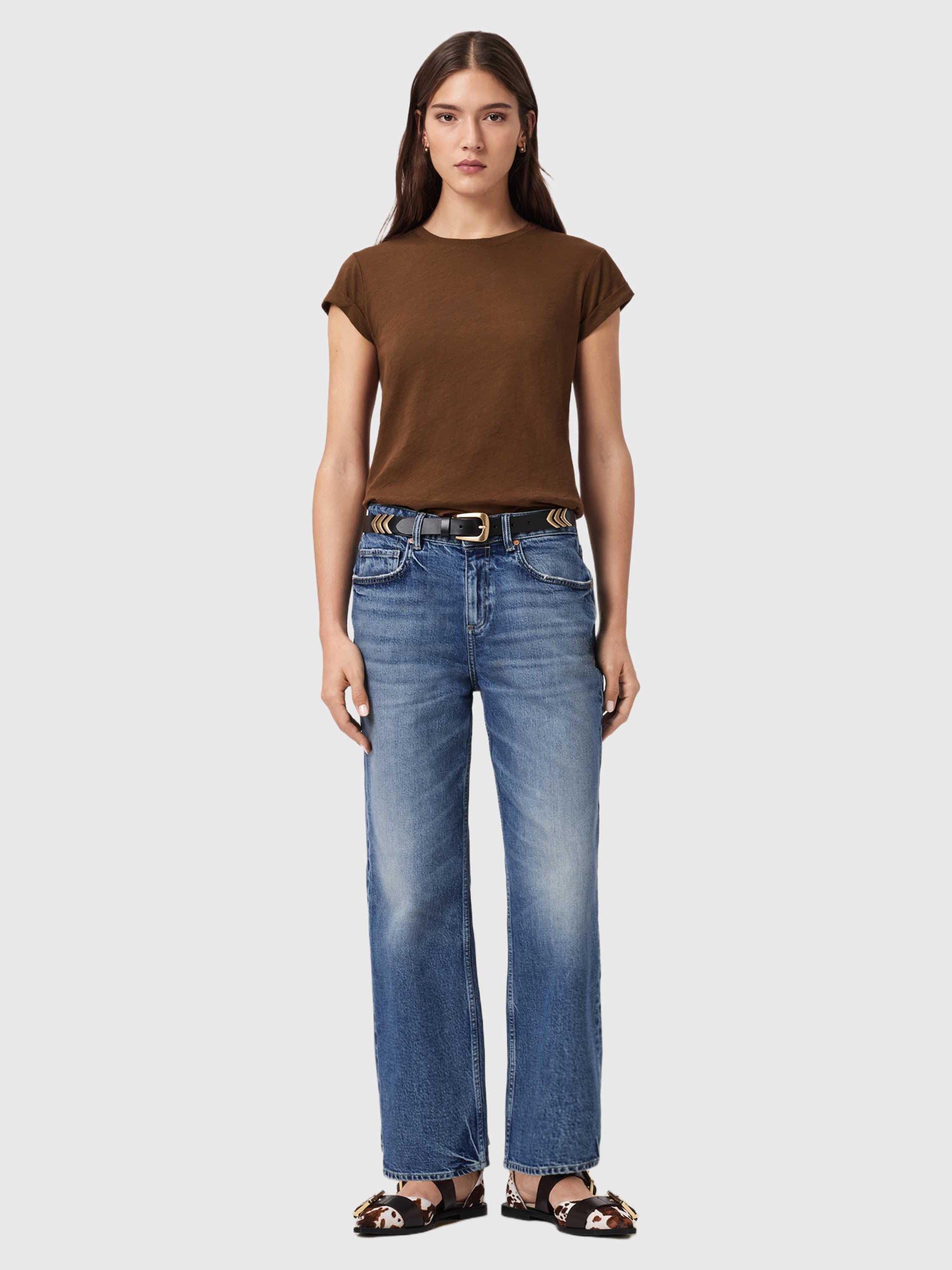 Product image 3 of 8, which shows AllSaints Anna T-Shirt, Cognac Brown, L