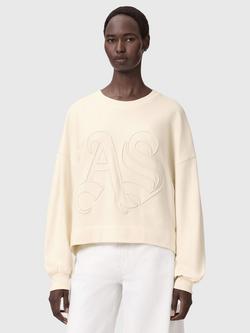 AllSaints Lila Embossed Sweatshirt, Pebble White, Pebble White