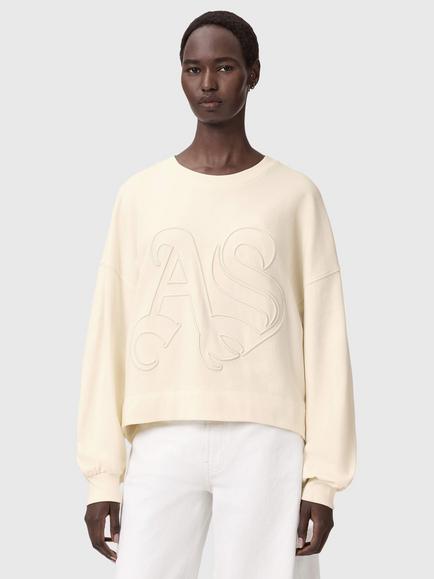 AllSaints Lila Embossed Sweatshirt, Pebble White, Pebble White