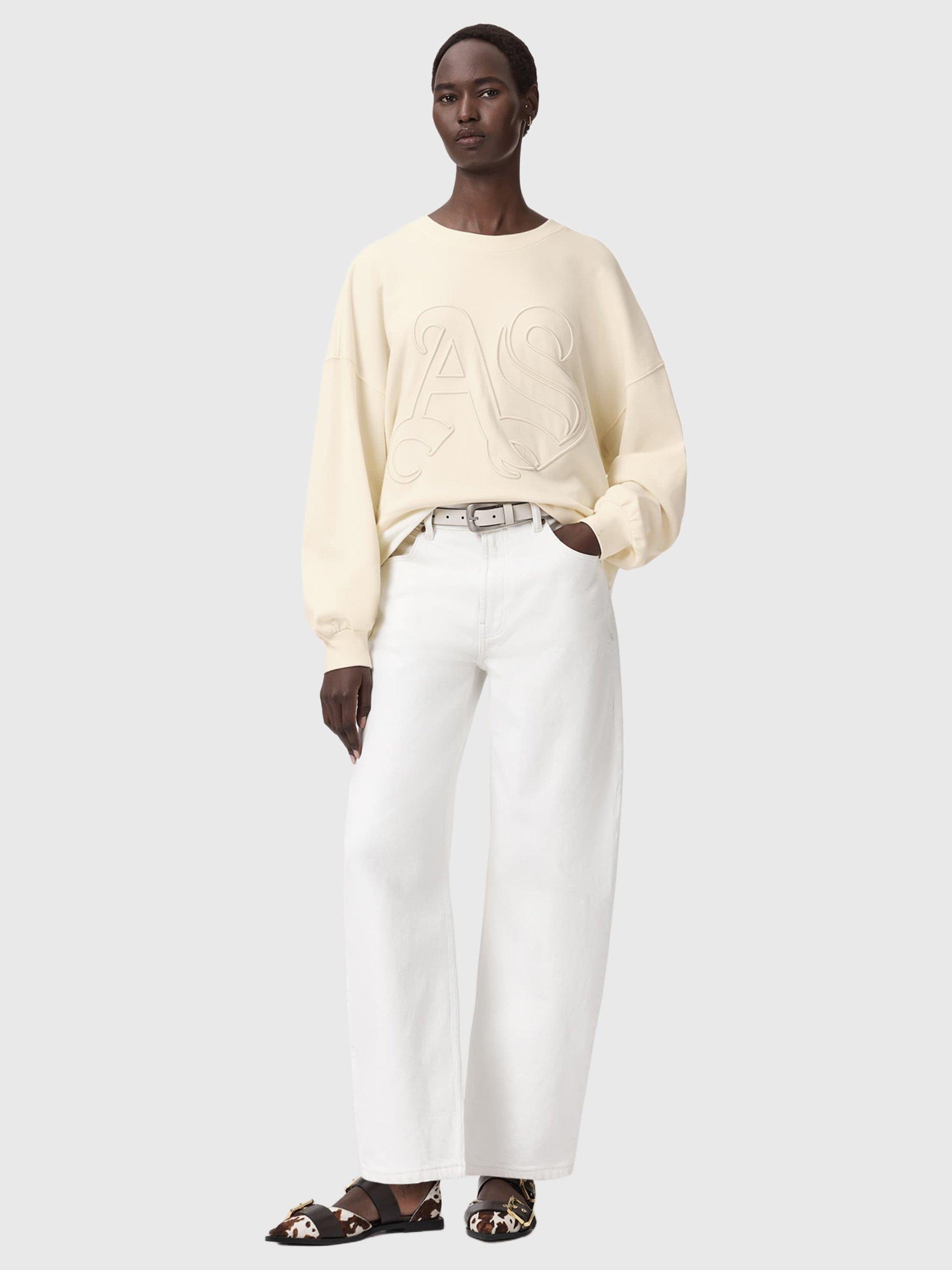 Product image 3 of 5, which shows AllSaints Lila Embossed Sweatshirt, Pebble White, L