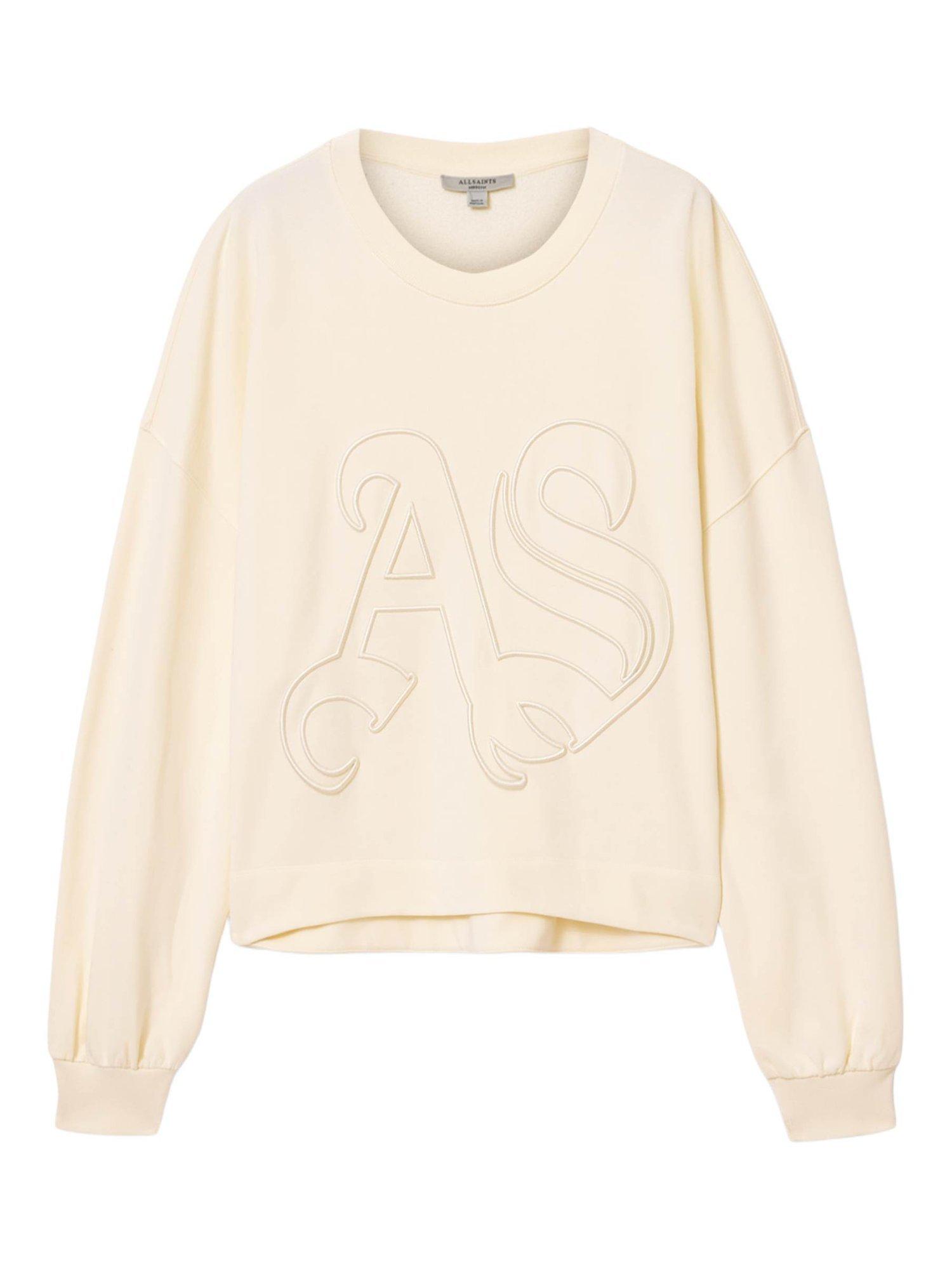 Product image 4 of 5, which shows AllSaints Lila Embossed Sweatshirt, Pebble White, L