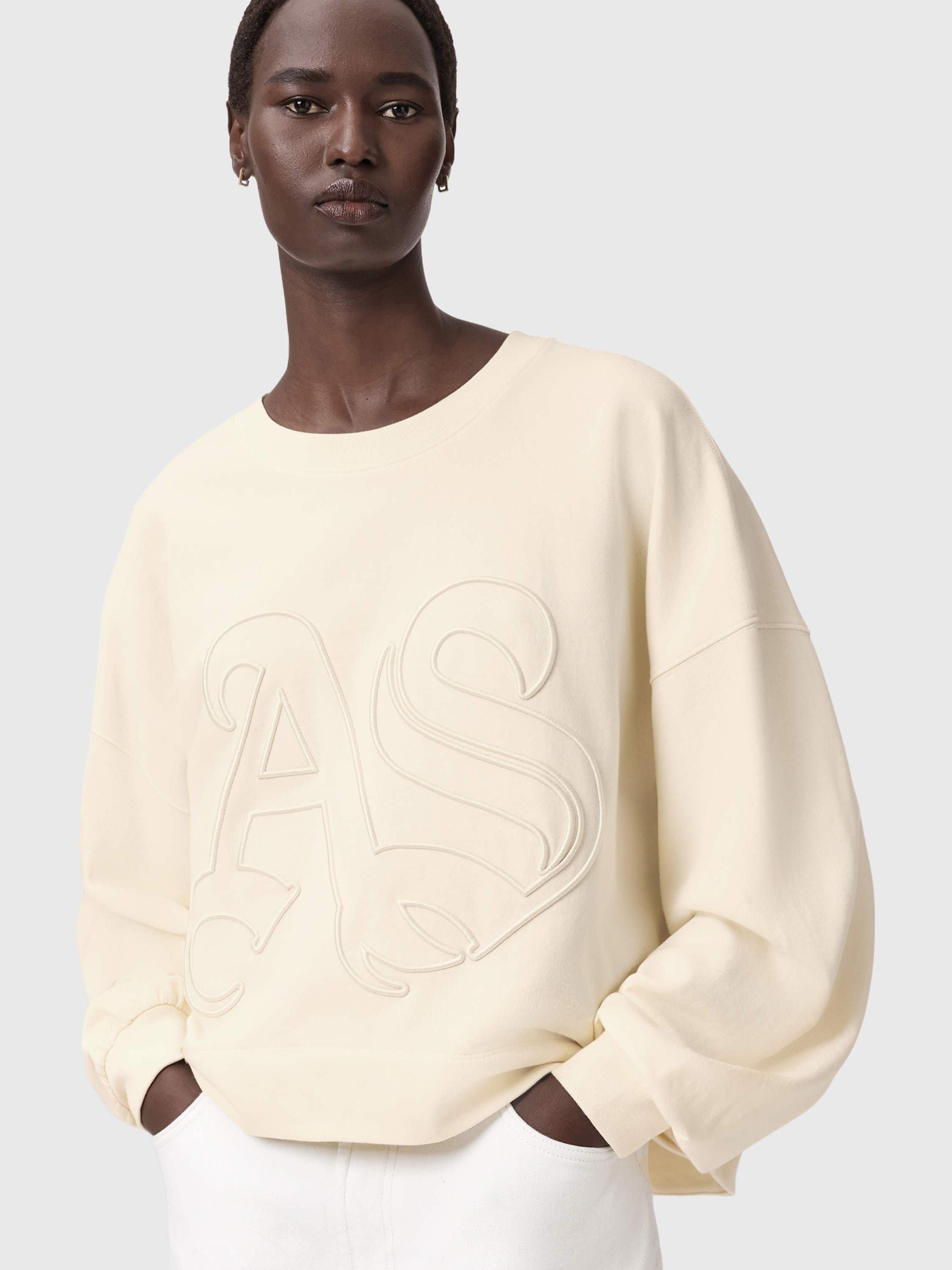 Product image 5 of 5, which shows AllSaints Lila Embossed Sweatshirt, Pebble White, L