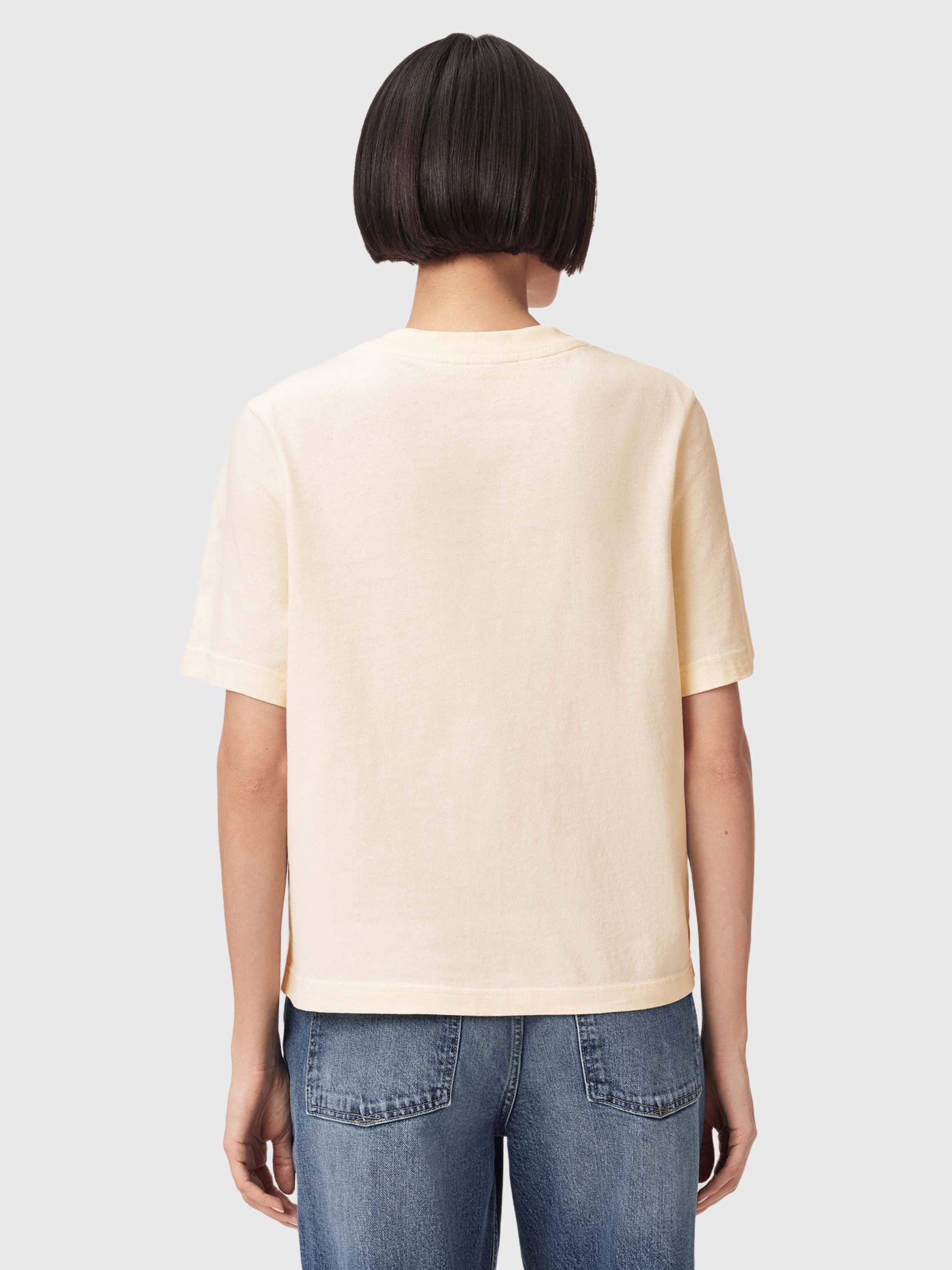 Product image 2 of 7, which shows AllSaints Lisa Embossed T-Shirt, Pebble White, L