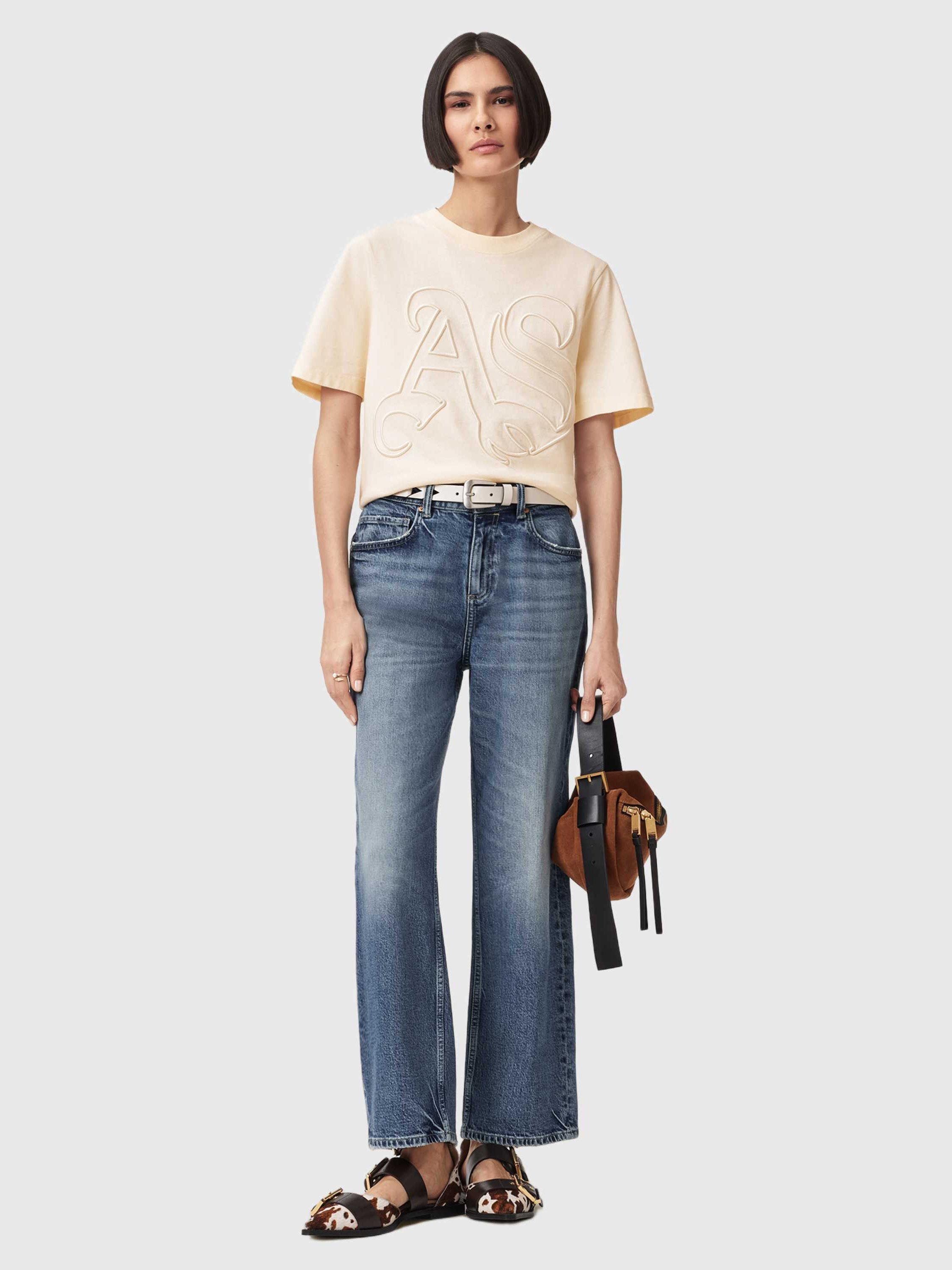 Product image 6 of 7, which shows AllSaints Lisa Embossed T-Shirt, Pebble White, L