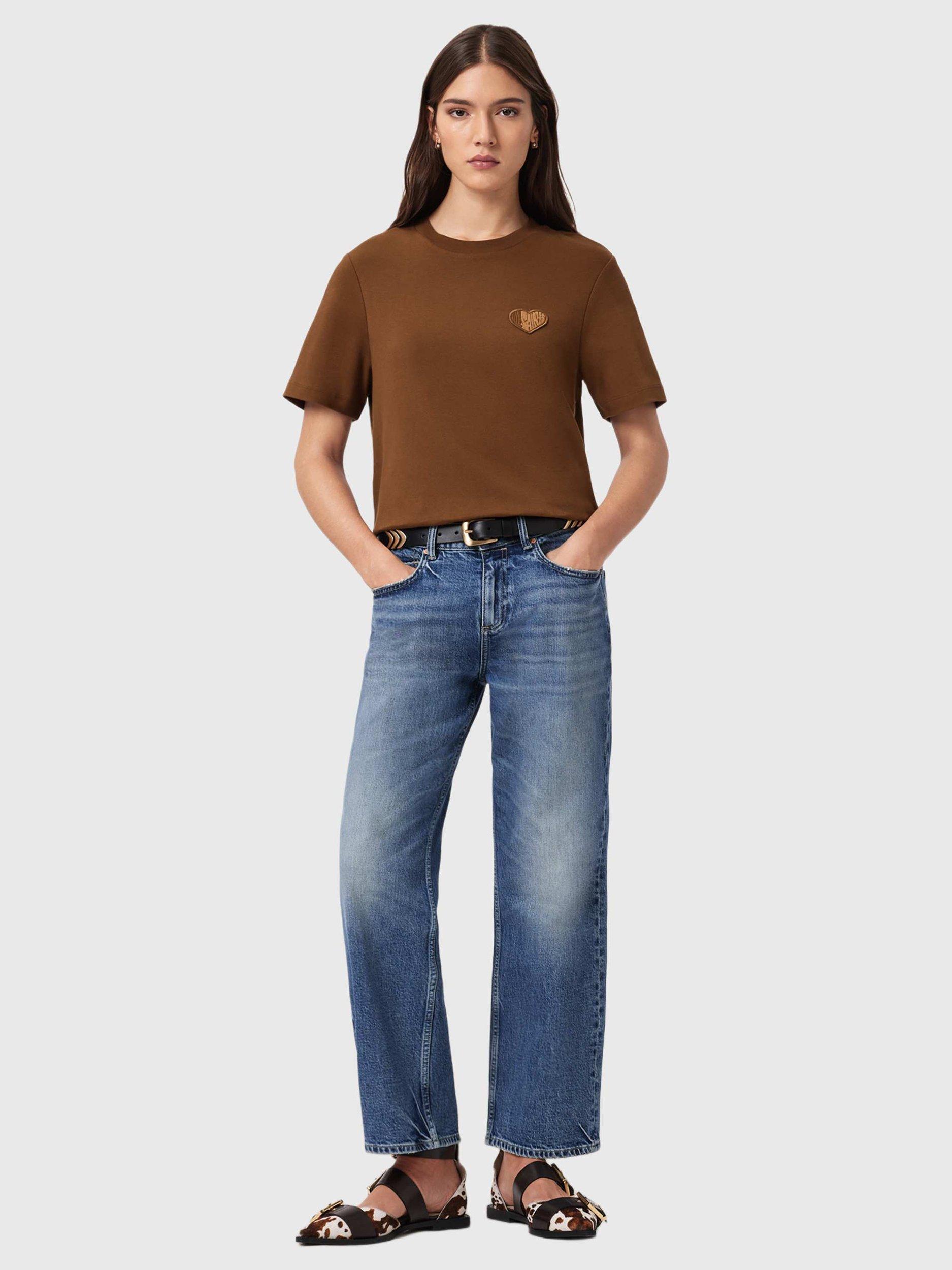 Product image 3 of 9, which shows AllSaints Lover Lisa T-Shirt, Cognac Brown, XS