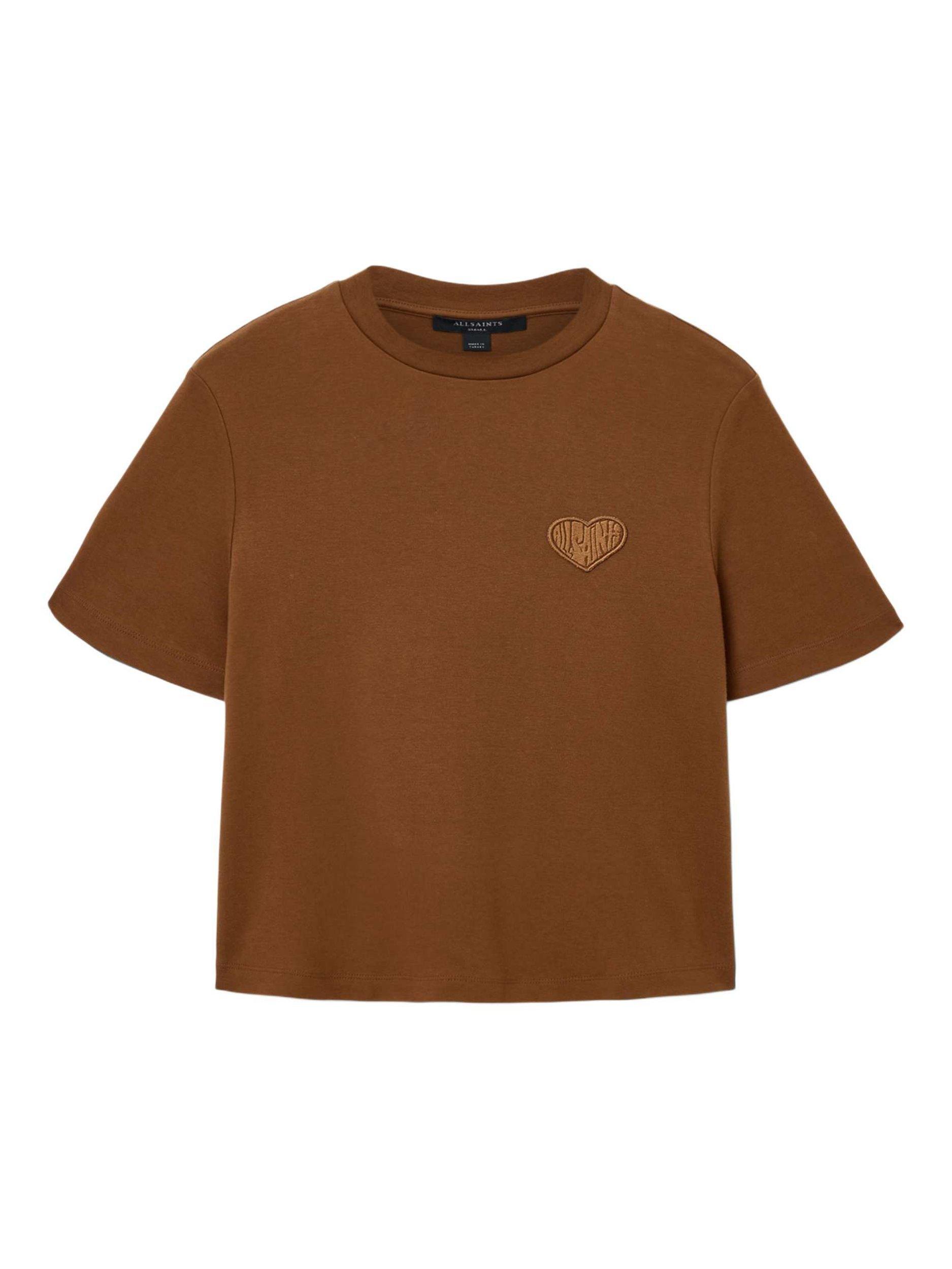 Product image 4 of 9, which shows AllSaints Lover Lisa T-Shirt, Cognac Brown, XS