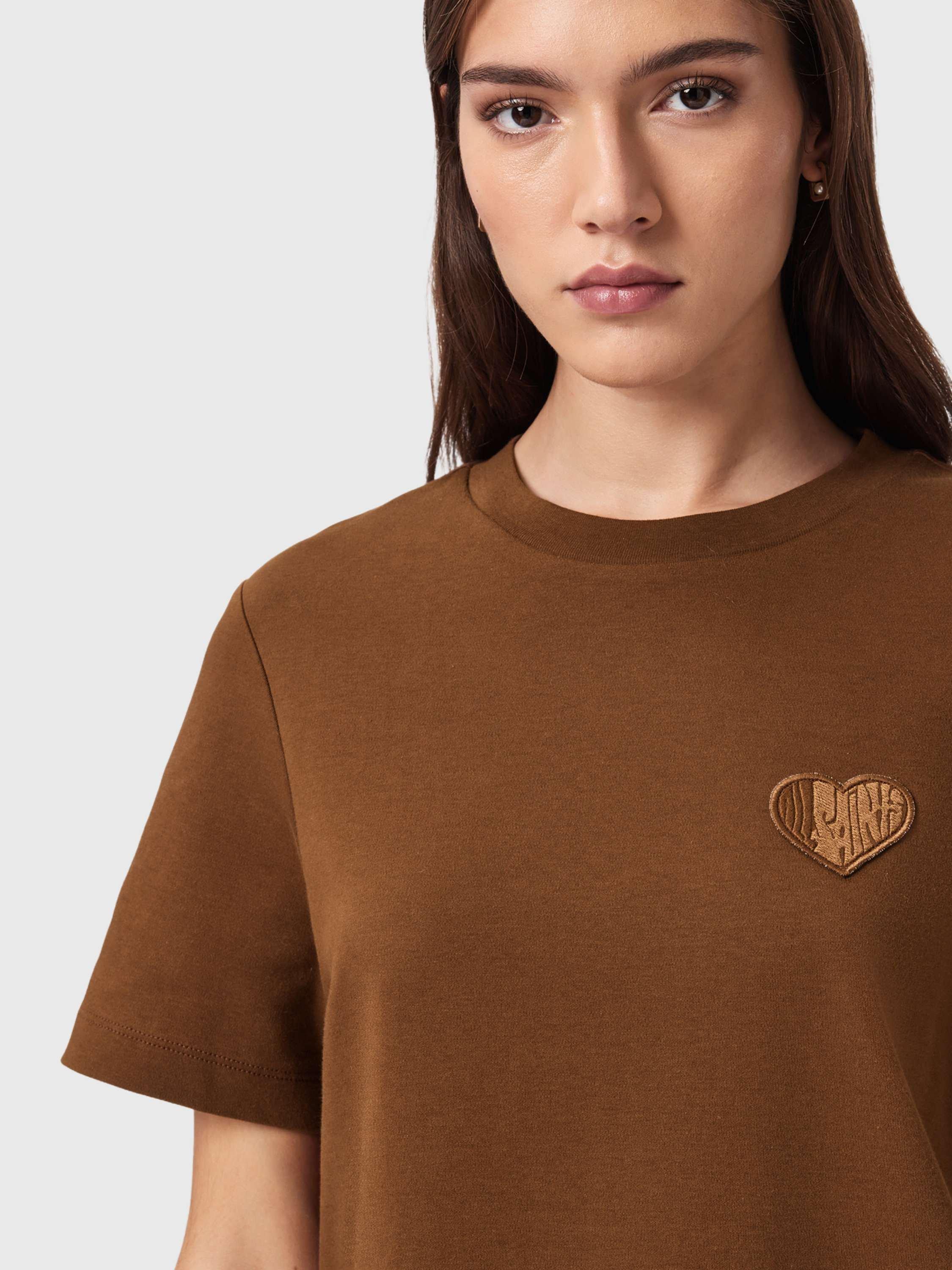 Product image 5 of 9, which shows AllSaints Lover Lisa T-Shirt, Cognac Brown, XS