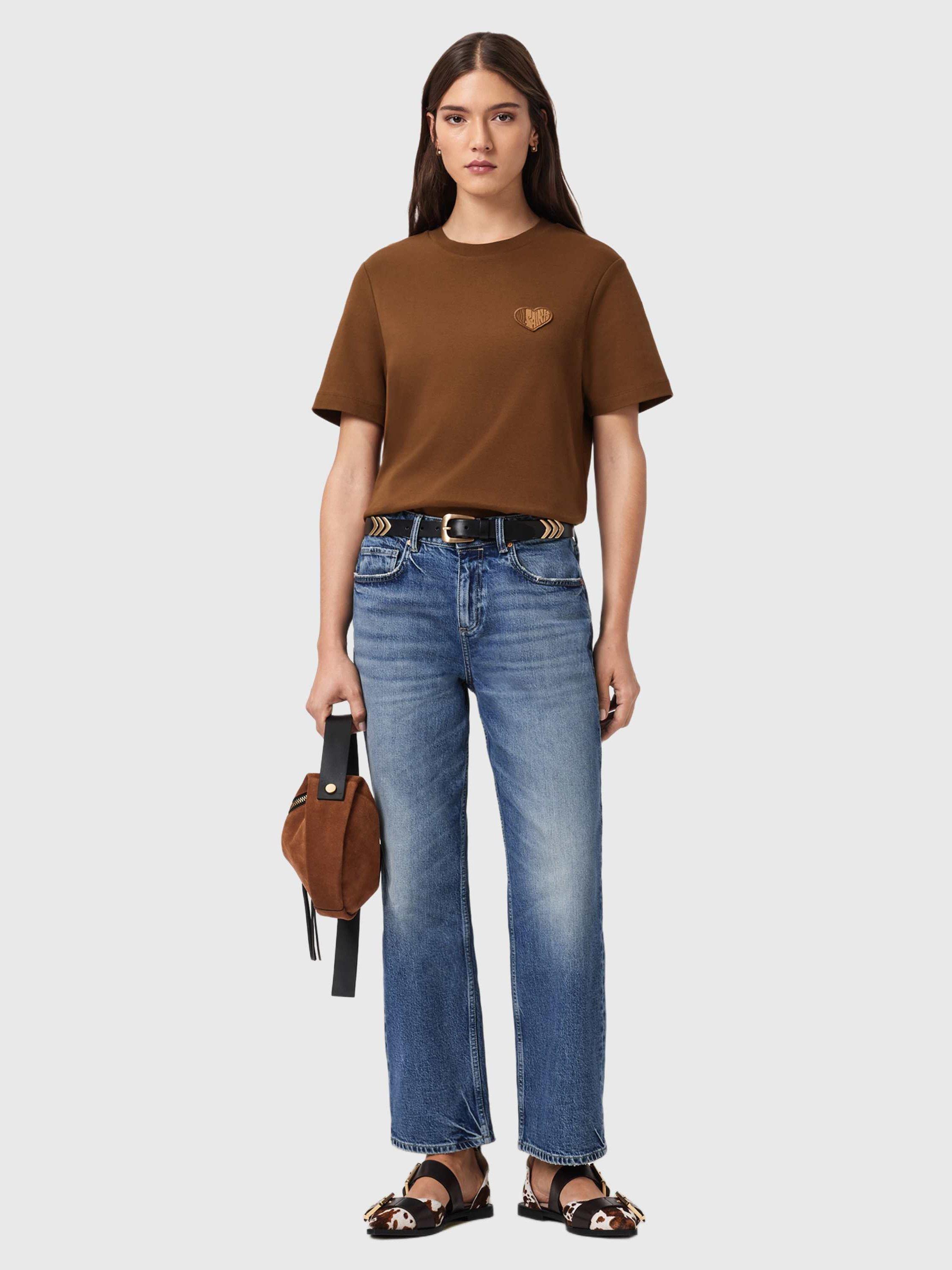 Product image 7 of 9, which shows AllSaints Lover Lisa T-Shirt, Cognac Brown, XS