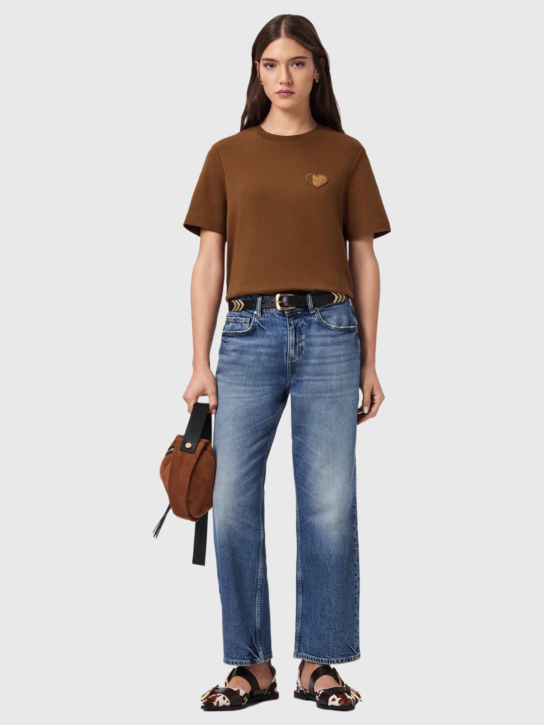 Product image 8 of 9, which shows AllSaints Lover Lisa T-Shirt, Cognac Brown, XS