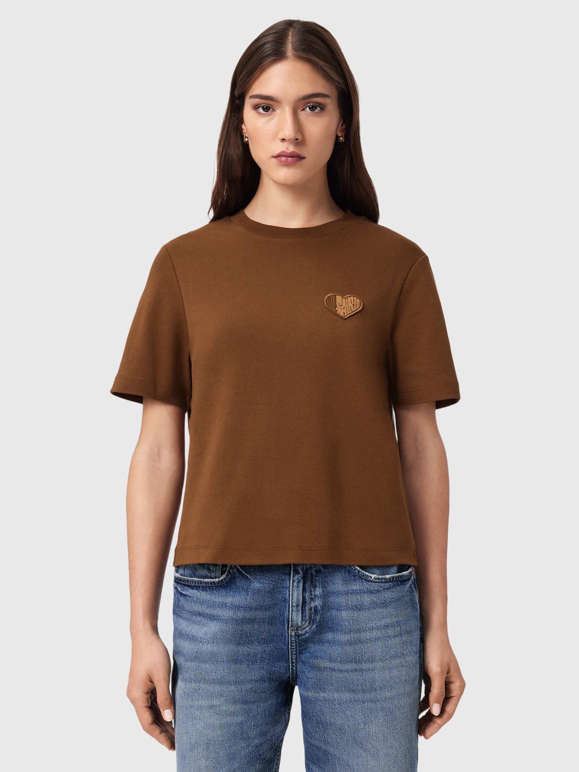Product image 9 of 9, which shows AllSaints Lover Lisa T-Shirt, Cognac Brown, XS