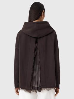 AllSaints Nia Lace Trim Hoodie, Bottle Brown - view 2, Bottle Brown