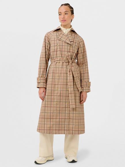 Sweaty Betty Modern Check Waterproof Trench Coat, Brown Multi, Brown Multi