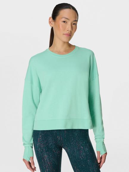 Sweaty Betty After Class Cropped Sweatshirt - view 2, Mint Green