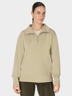 Sweaty Betty Sand Wash Half Zip Longline Sweatshirt, Light Green - view 2, Light Green