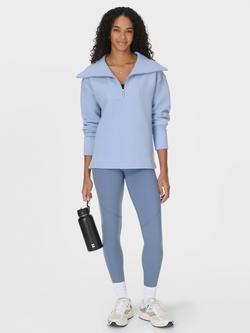 Sweaty Betty Peaceful Half Zip Ribbed Sweatshirt, Glacier Blue - view 2, Glacier Blue