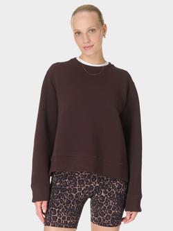 Sweaty Betty Peaceful Ribbed Cropped Sweatshirt, Brown, Brown