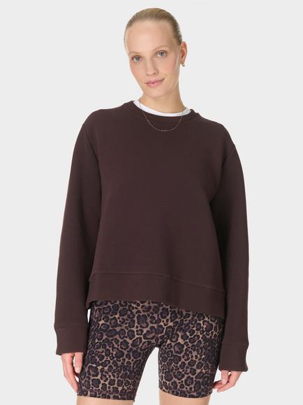 Sweaty Betty Peaceful Ribbed Cropped Sweatshirt, Brown, Brown