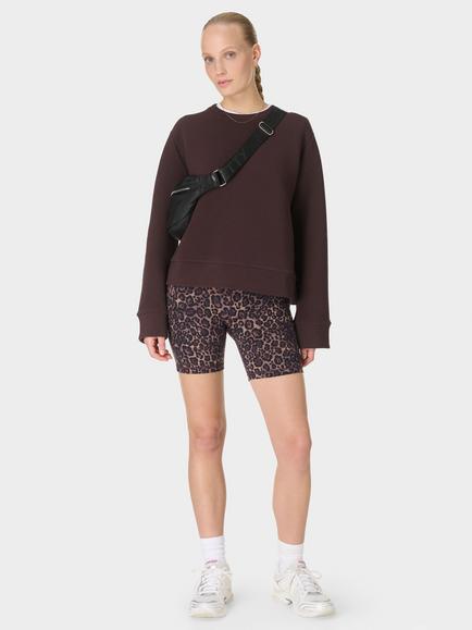 Sweaty Betty Peaceful Ribbed Cropped Sweatshirt, Brown - view 2, Brown