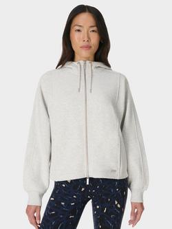 Sweaty Betty Brushed Zip Through Hoodie, Ice Grey Marl, Ice Grey Marl