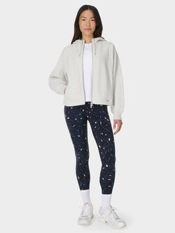 Sweaty Betty Brushed Zip Through Hoodie, Ice Grey Marl - view 2, Ice Grey Marl