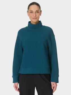 Sweaty Betty Peaceful Funnel Neck Ribbed Sweatshirt, Green, Green