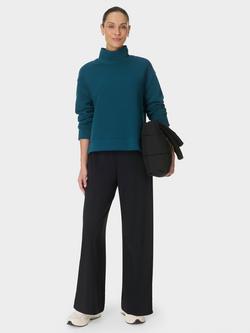 Sweaty Betty Peaceful Funnel Neck Ribbed Sweatshirt, Green - view 2, Green