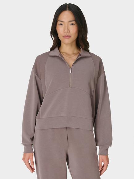 Sweaty Betty Sand Wash Half Zip Sweatshirt, Brown, Brown