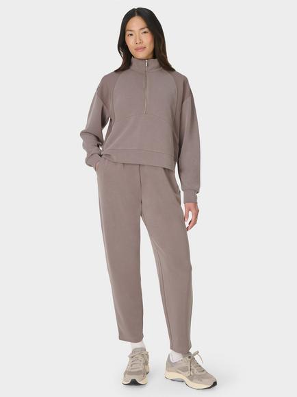 Sweaty Betty Sand Wash Half Zip Sweatshirt, Brown - view 2, Brown