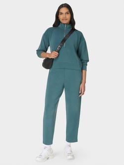 Sweaty Betty Sand Wash Half Zip Rib Mix Sweatshirt, Deep Green - view 2, Deep Green